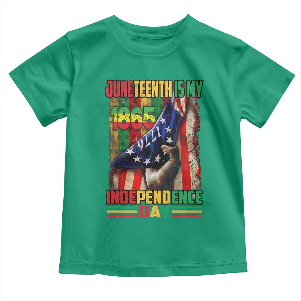 Juneteenth Is My Independence Day Toddler T Shirt Black Pride American Flag