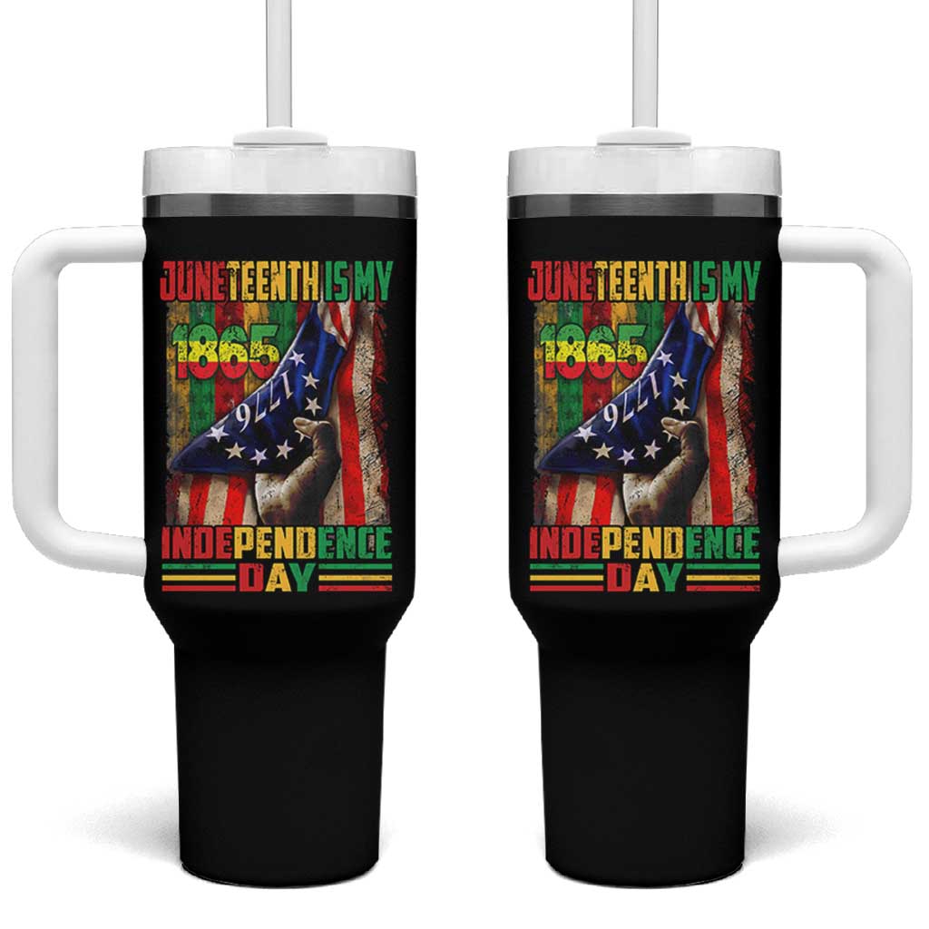 Juneteenth Is My Independence Day Tumbler With Handle Black Pride American Flag
