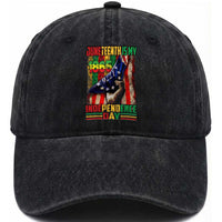 Juneteenth Is My Independence Day Washed Cotton Baseball Cap Black Pride American Flag