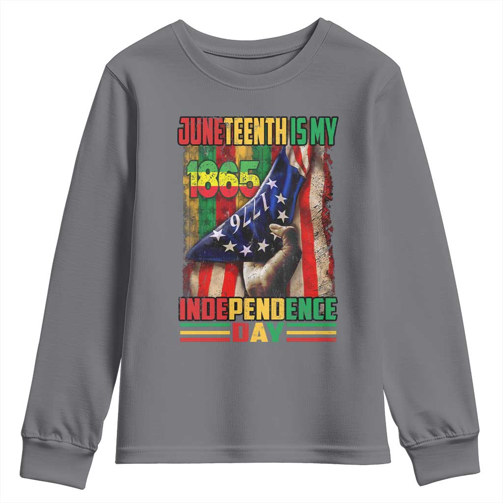 Juneteenth Is My Independence Day Youth Sweatshirt Black Pride American Flag