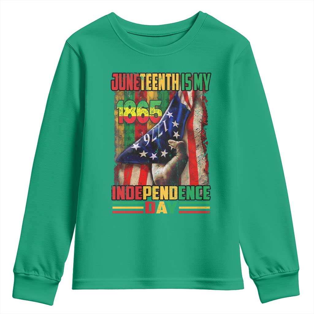 Juneteenth Is My Independence Day Youth Sweatshirt Black Pride American Flag