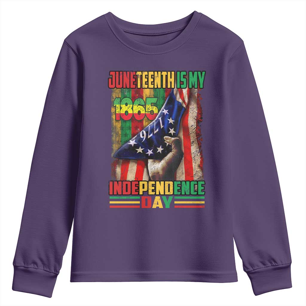 Juneteenth Is My Independence Day Youth Sweatshirt Black Pride American Flag
