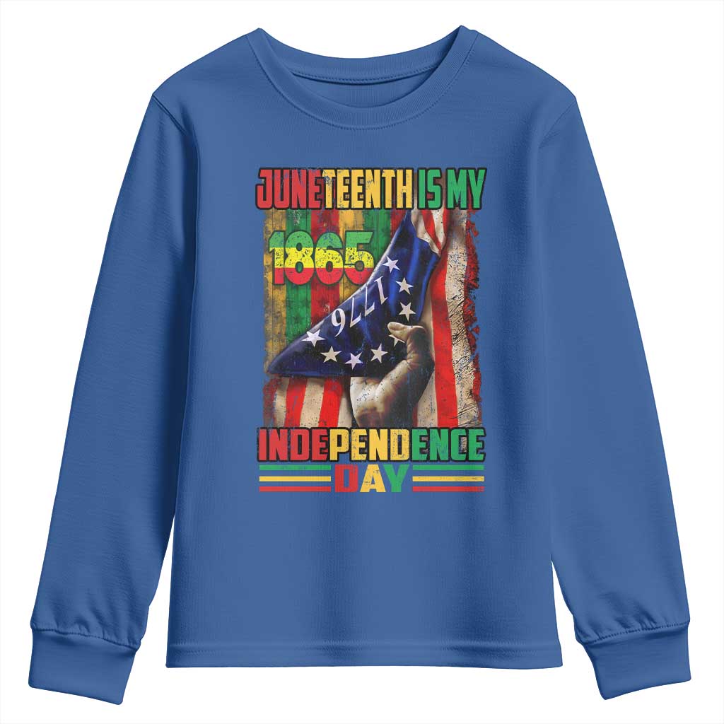 Juneteenth Is My Independence Day Youth Sweatshirt Black Pride American Flag