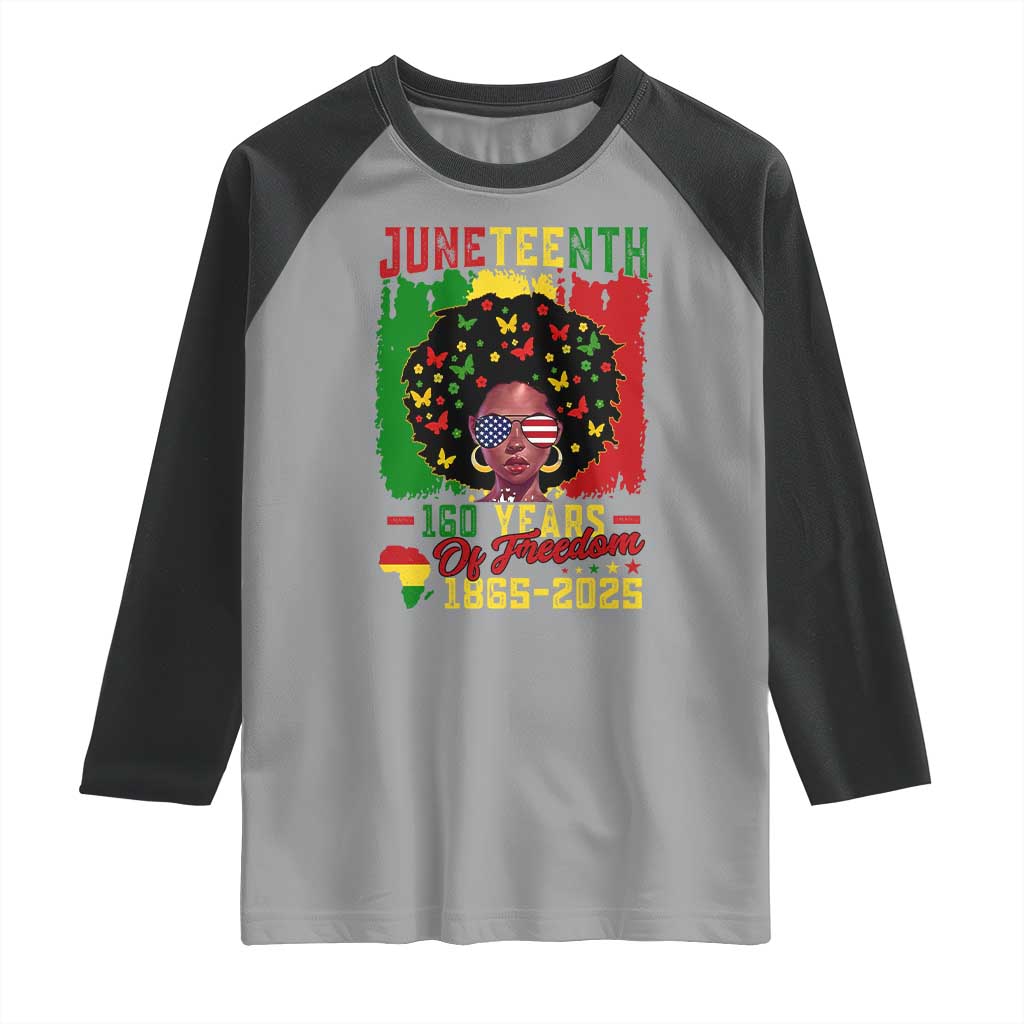 Juneteenth 160 Years Of Freedom Raglan Shirt African American Pride - Wonder Print Shop