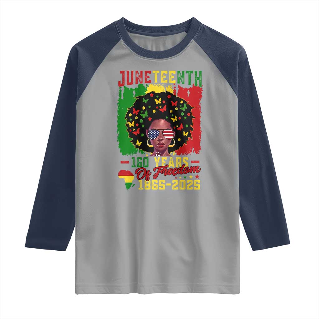 Juneteenth 160 Years Of Freedom Raglan Shirt African American Pride - Wonder Print Shop