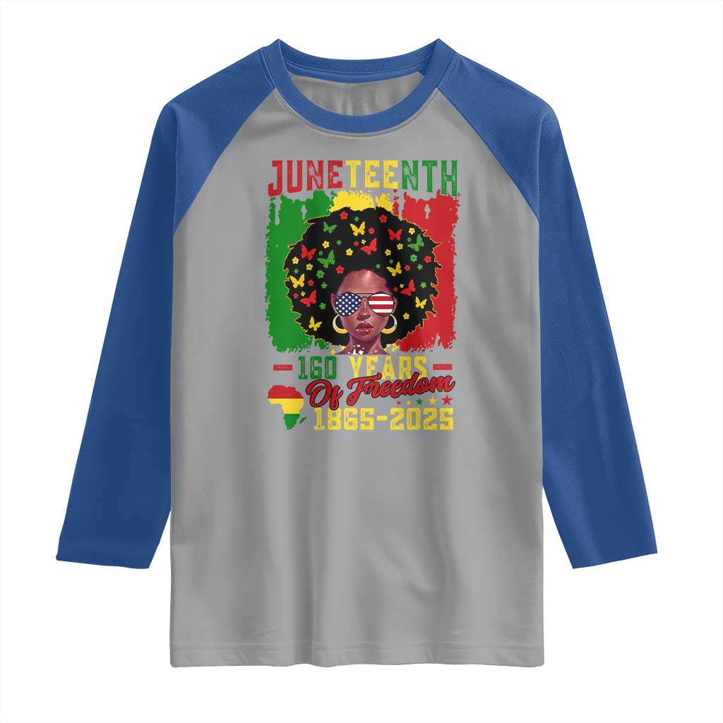 Juneteenth 160 Years Of Freedom Raglan Shirt African American Pride - Wonder Print Shop