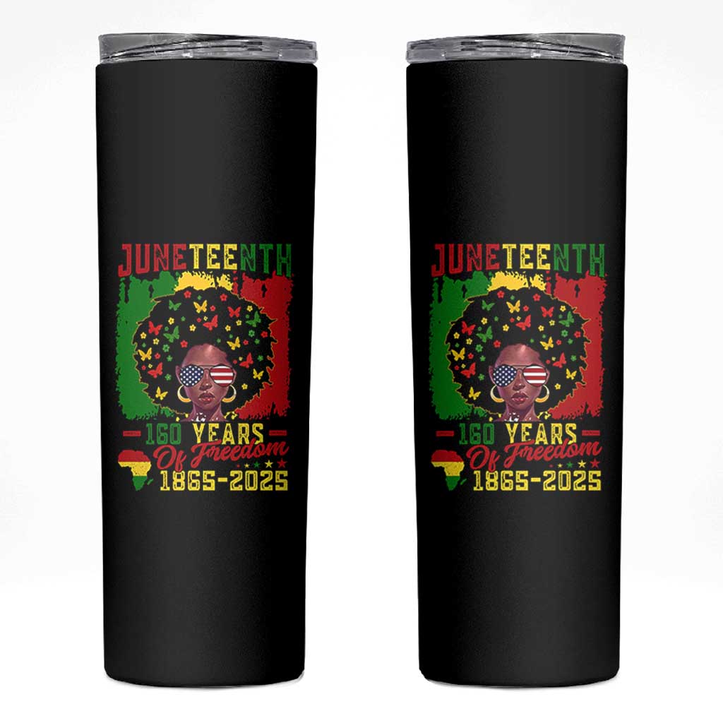 Juneteenth 160 Years Of Freedom Skinny Tumbler African American Pride - Wonder Print Shop