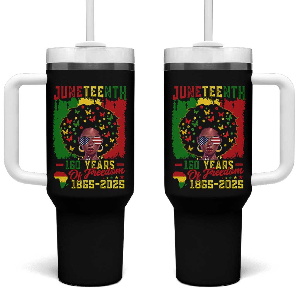 Juneteenth 160 Years Of Freedom Tumbler With Handle African American Pride - Wonder Print Shop