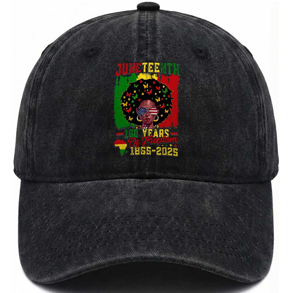 Juneteenth 160 Years Of Freedom Washed Cotton Baseball Cap African American Pride