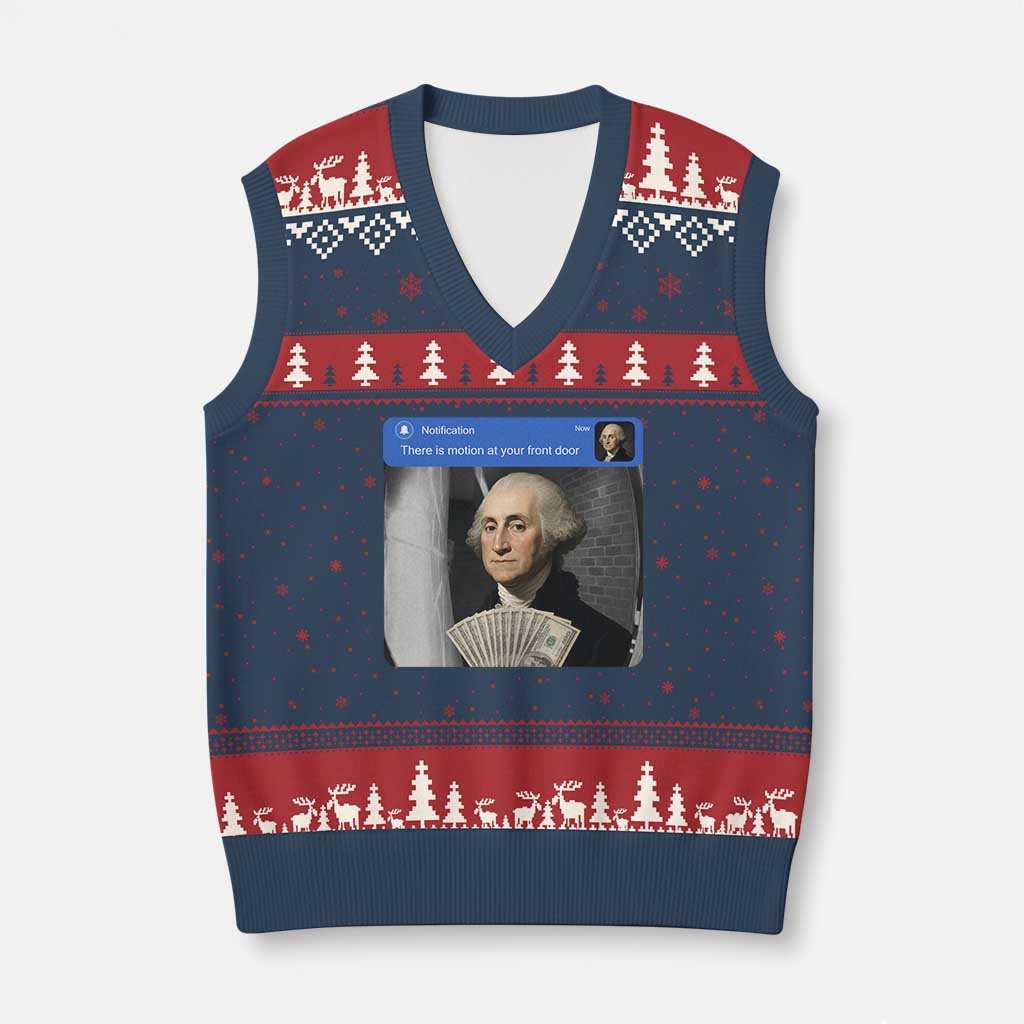 There is Motion At Your Front Door George Washington Meme V-Neck Knit Sweater Vest