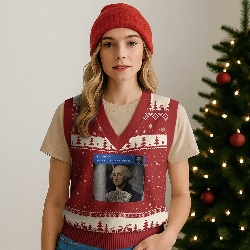 There is Motion At Your Front Door George Washington Meme V-Neck Knit Sweater Vest