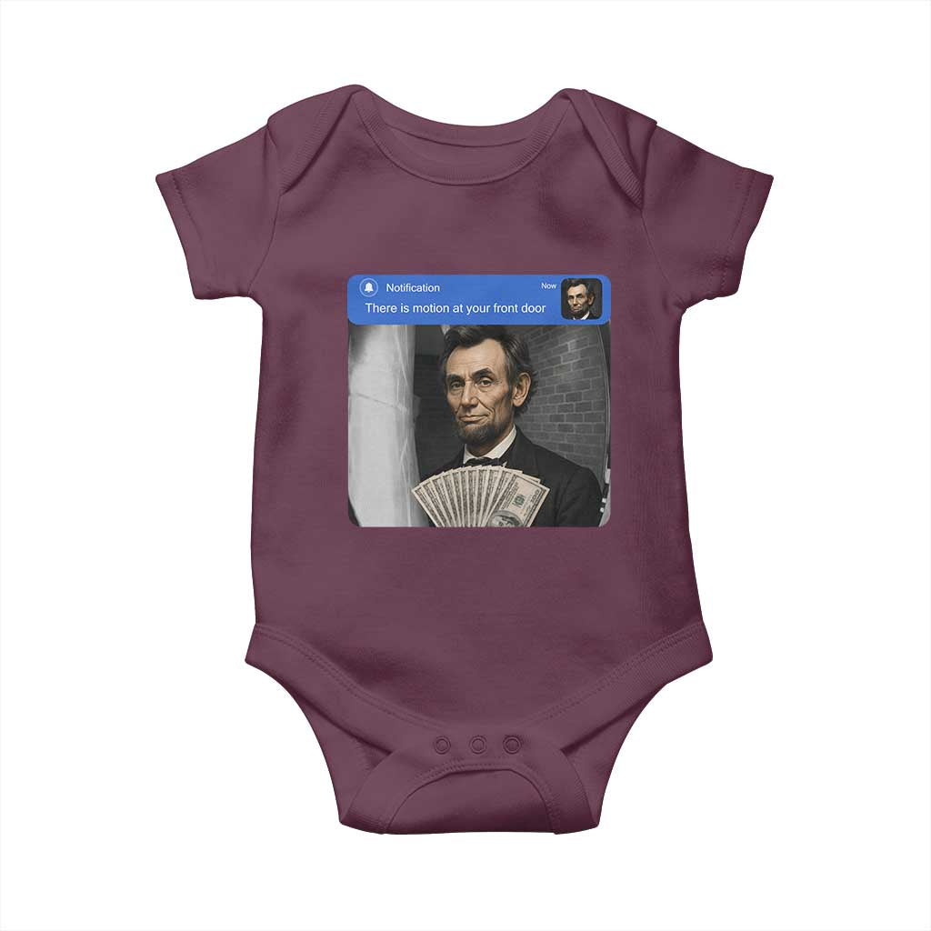 There is Motion At Your Front Door Abraham Lincoln Meme Baby Onesie