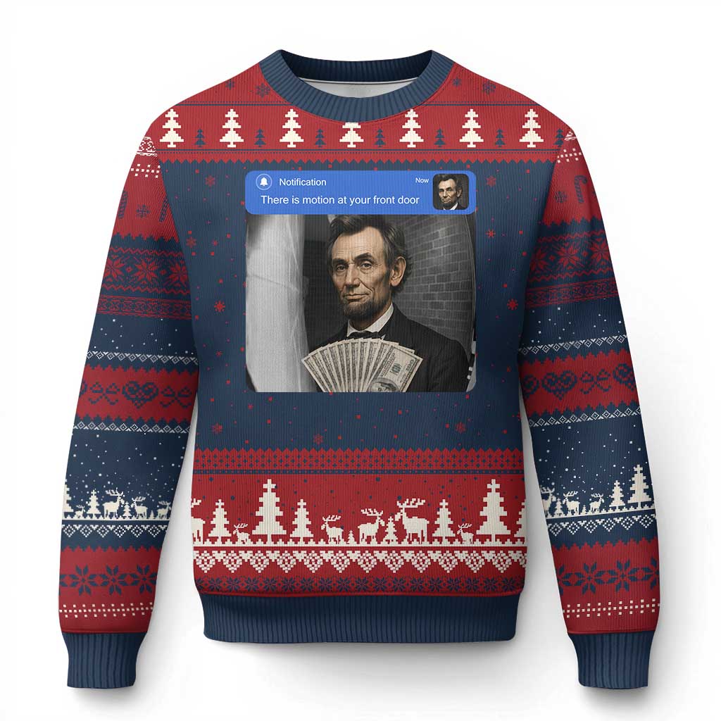 There is Motion At Your Front Door Abraham Lincoln Meme Ugly Christmas Sweater