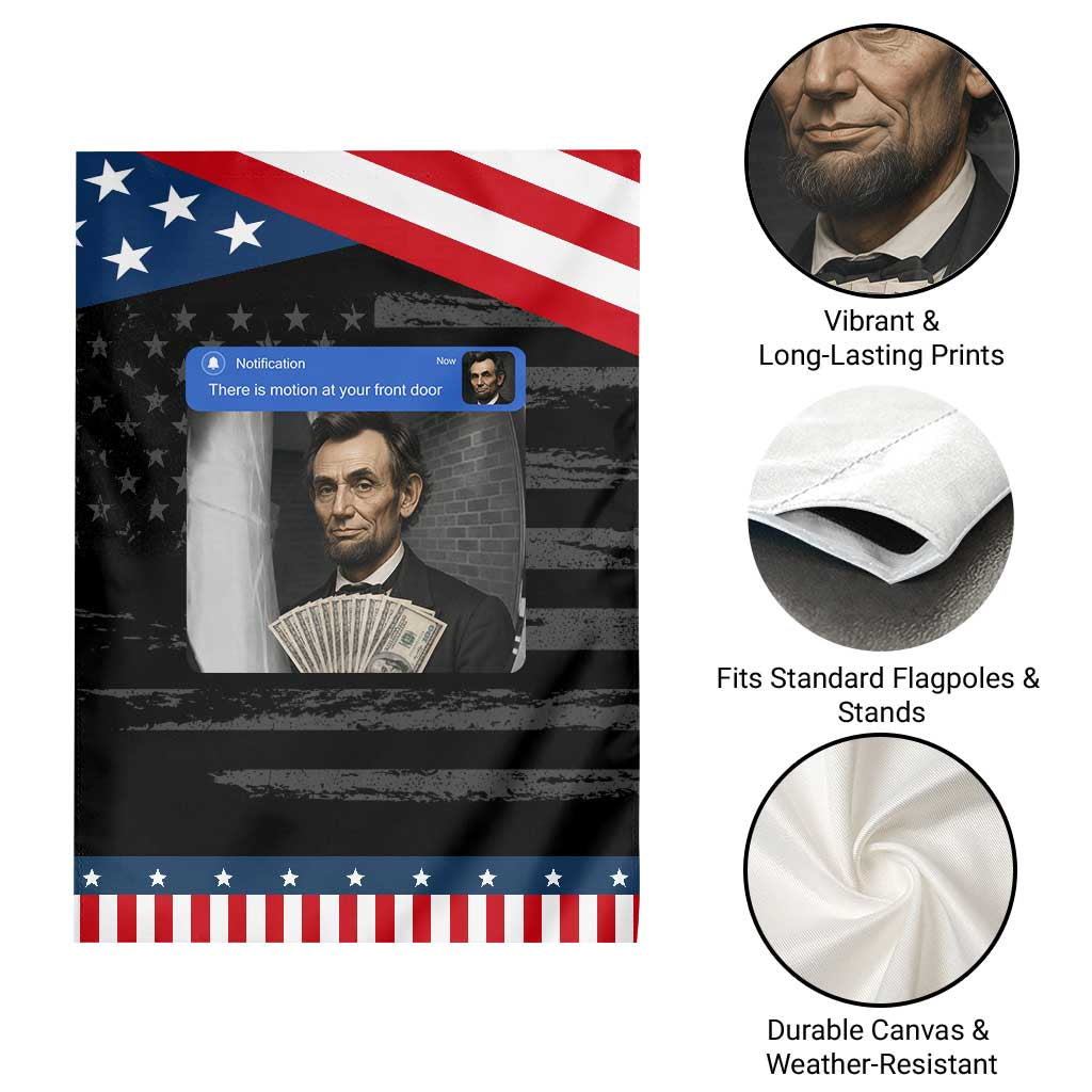 There is Motion At Your Front Door Abraham Lincoln Meme Patriotic Garden Flag