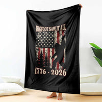 Bigfoot 250th Anniversary USA Throw Blanket Bigfoot Saw It All 1776 2026 4th of July