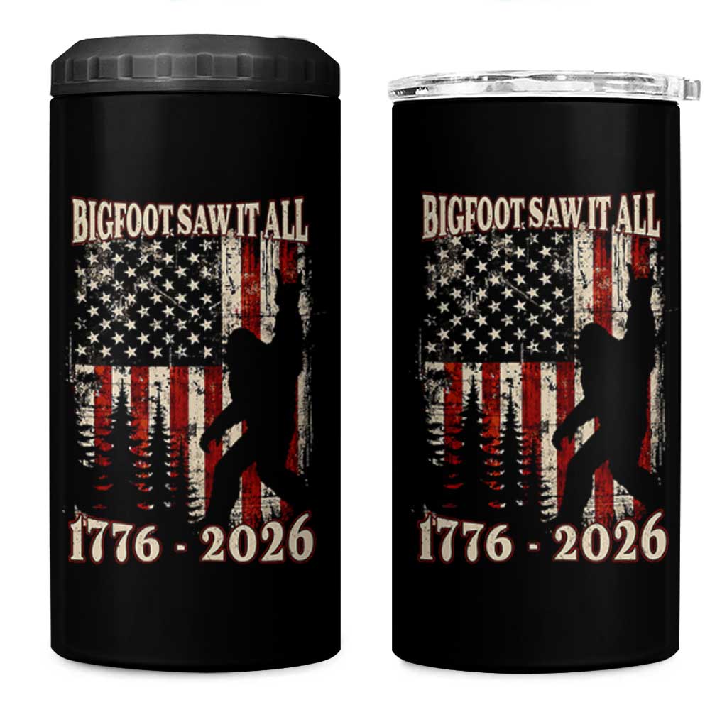 Bigfoot 250th Anniversary USA 4 in 1 Can Cooler Tumbler Bigfoot Saw It All 1776 2026 4th of July