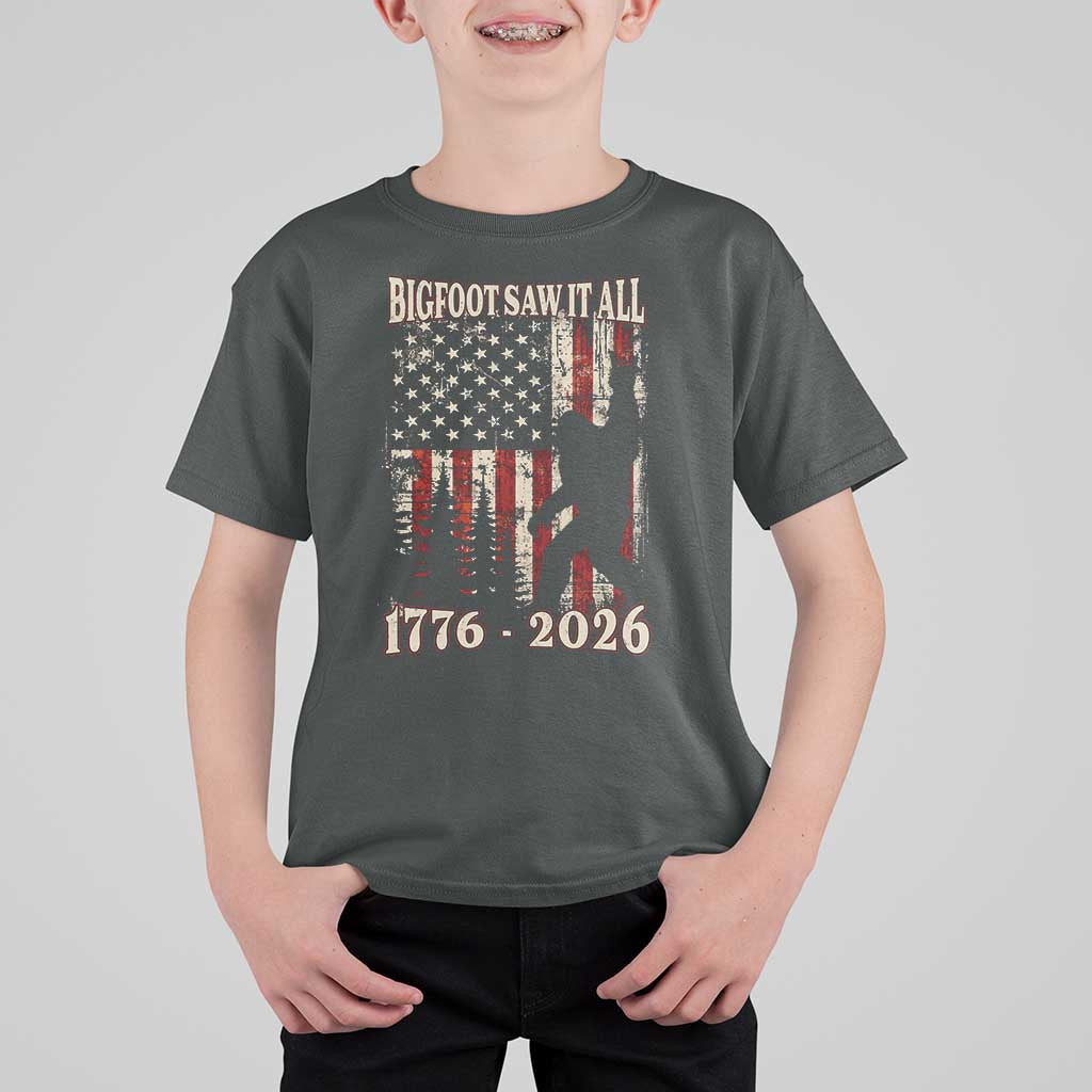 Bigfoot 250th Anniversary USA T Shirt For Kid Bigfoot Saw It All 1776 2026 4th of July