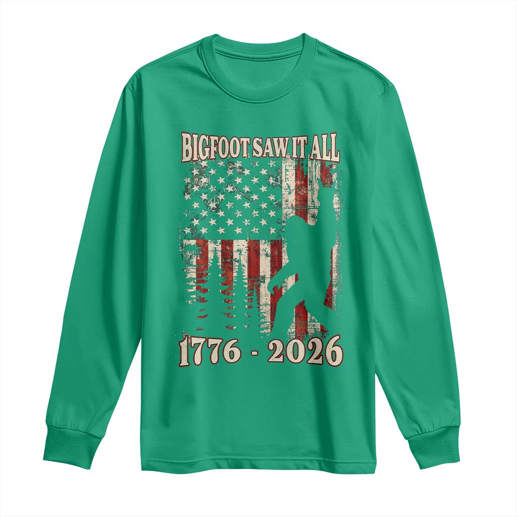 Bigfoot 250th Anniversary USA Long Sleeve Shirt Bigfoot Saw It All 1776 2026 4th of July