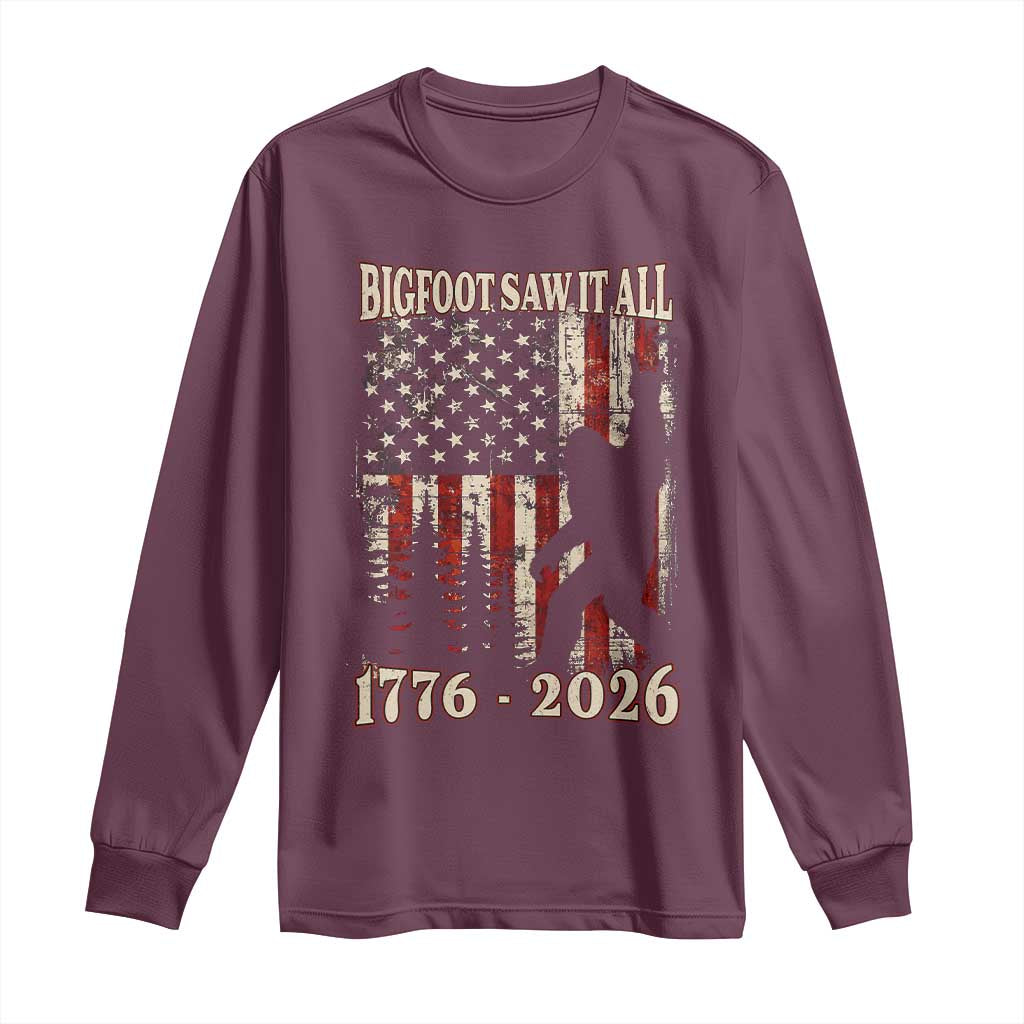 Bigfoot 250th Anniversary USA Long Sleeve Shirt Bigfoot Saw It All 1776 2026 4th of July
