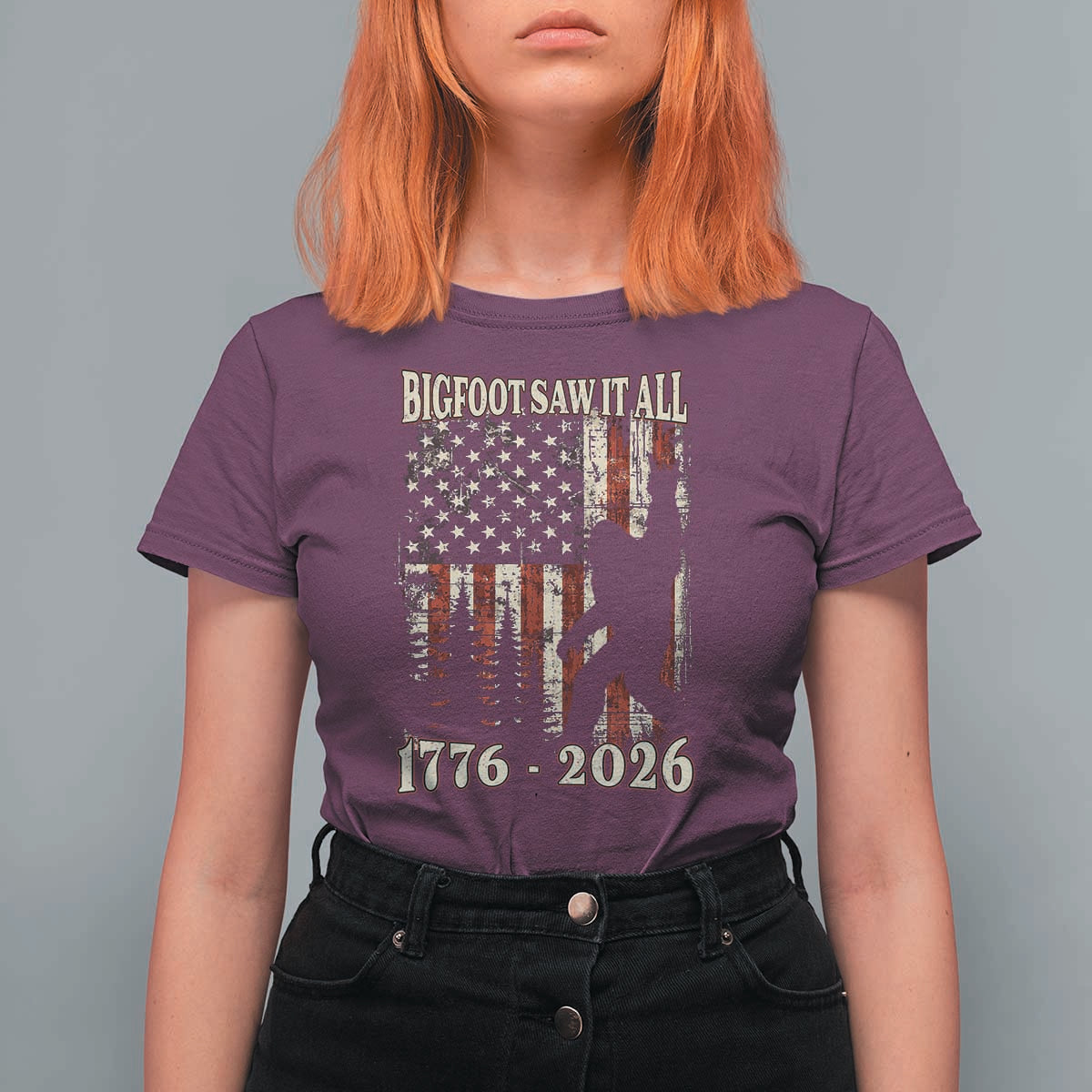 Bigfoot 250th Anniversary USA T Shirt For Women Bigfoot Saw It All 1776 2026 4th of July