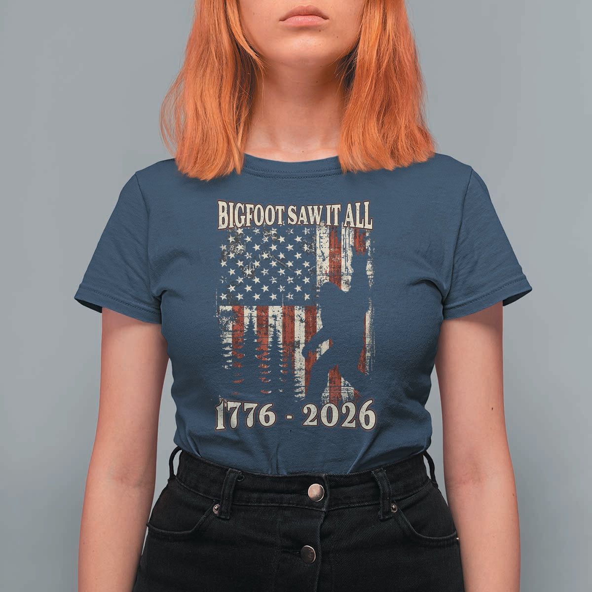 Bigfoot 250th Anniversary USA T Shirt For Women Bigfoot Saw It All 1776 2026 4th of July