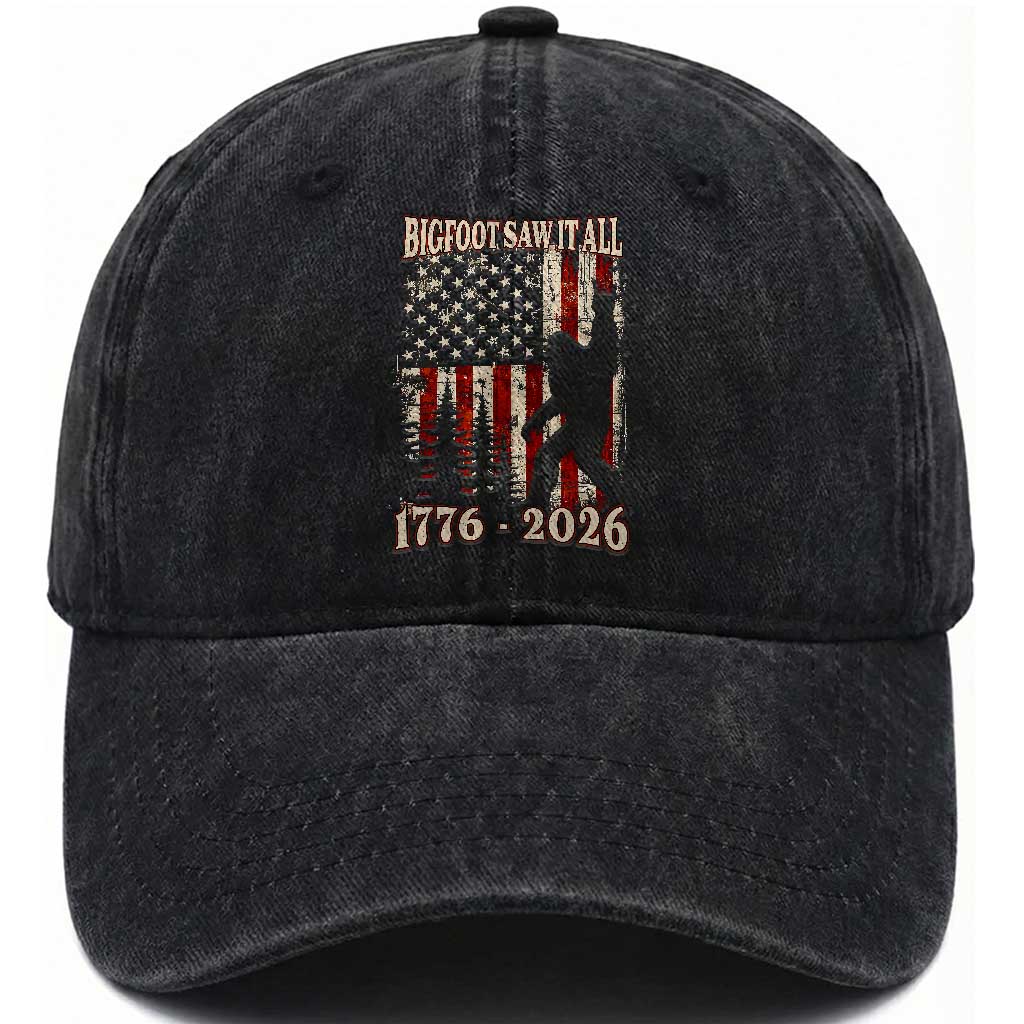 Bigfoot 250th Anniversary USA Washed Cotton Baseball Cap Bigfoot Saw It All 1776 2026 4th of July