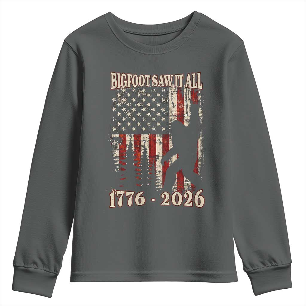 Bigfoot 250th Anniversary USA Youth Sweatshirt Bigfoot Saw It All 1776 2026 4th of July
