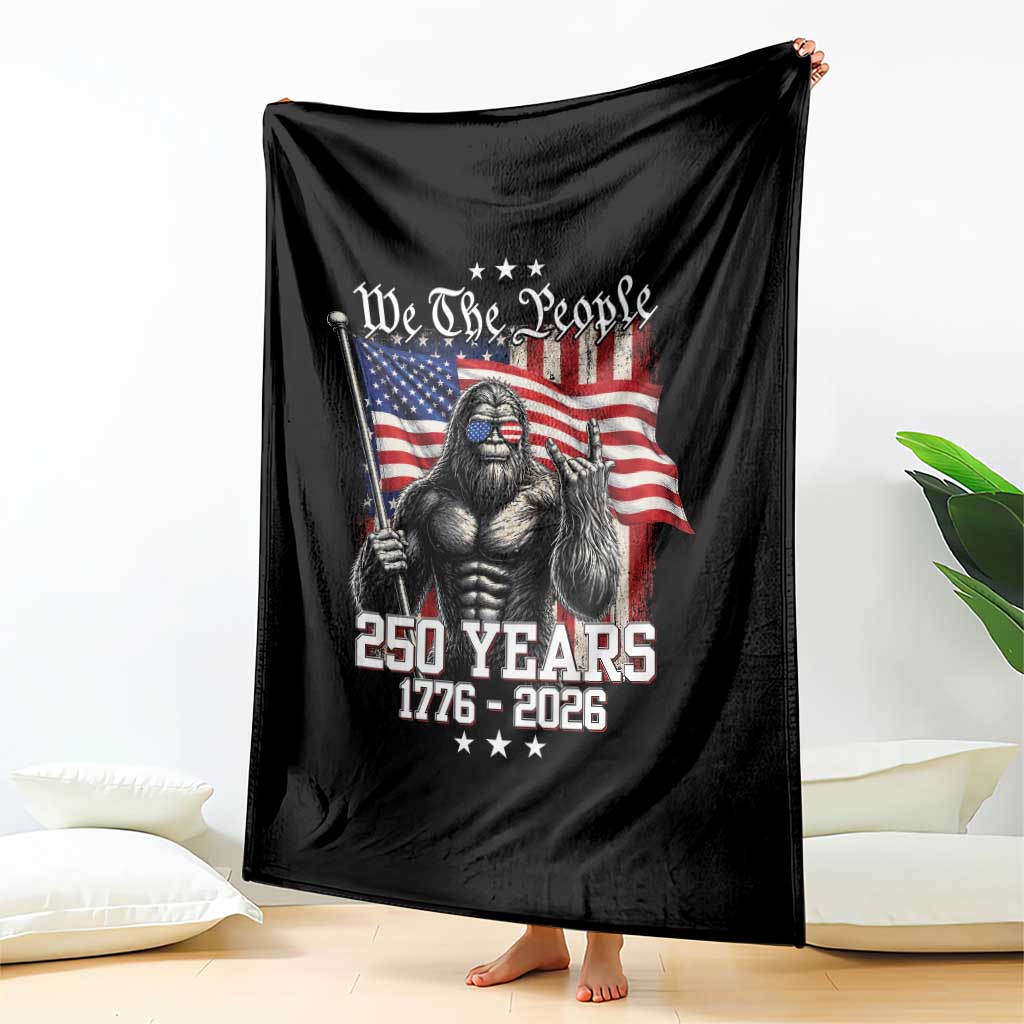 250th Anniversary USA Bigfoot Throw Blanket Sasquatch 250 Years Independence
