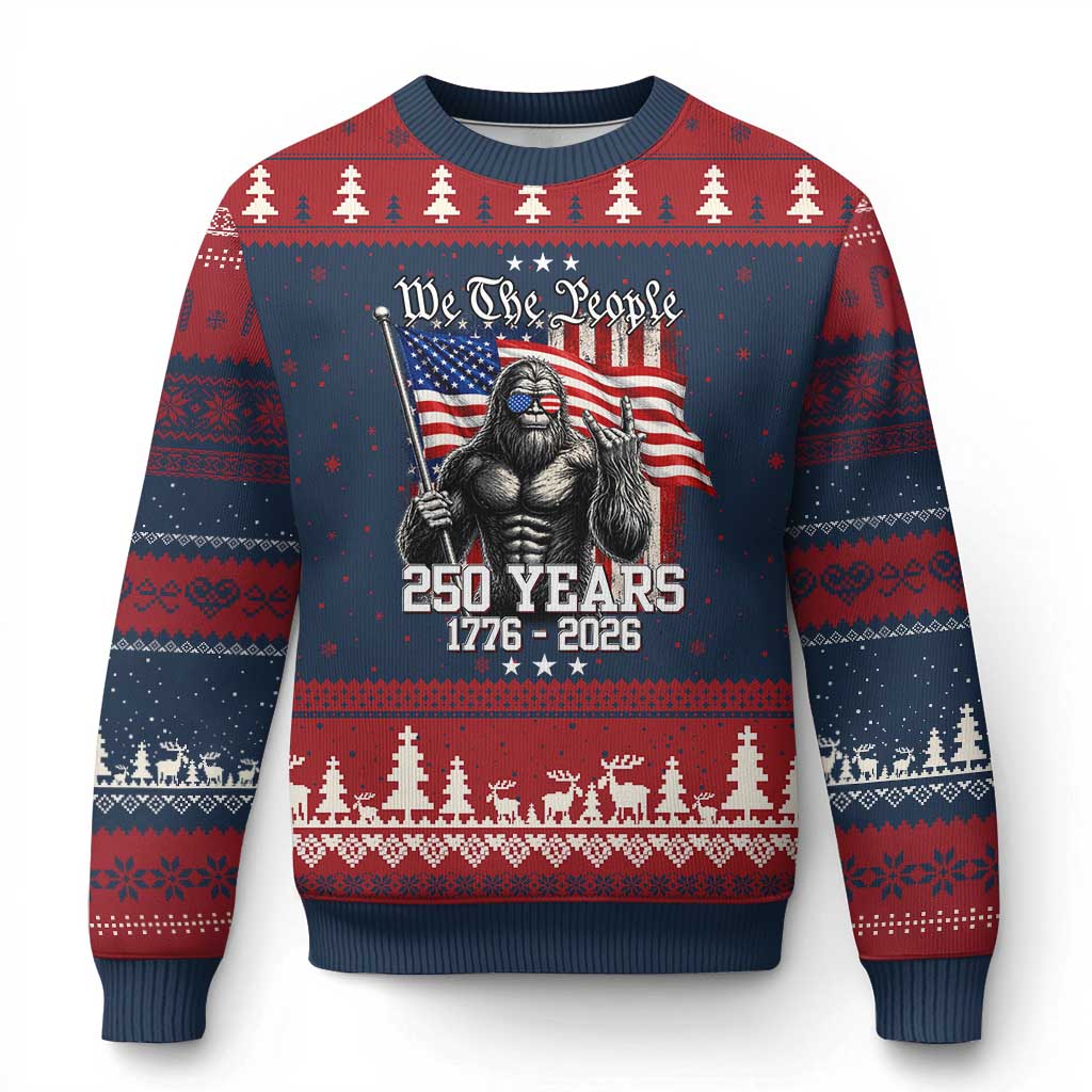250th Anniversary USA Bigfoot Ugly Christmas Sweater Sasquatch 250 Years Independence