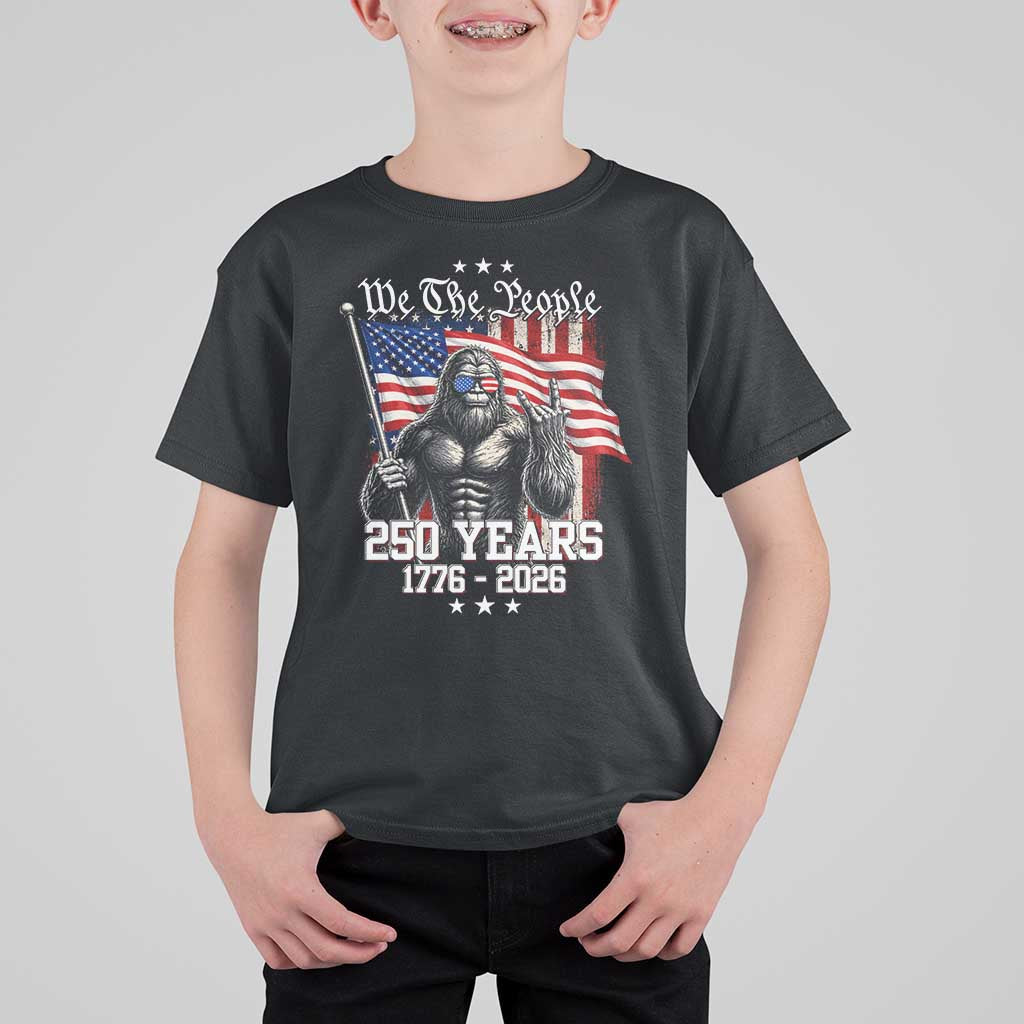 250th Anniversary USA Bigfoot T Shirt For Kid Sasquatch 250 Years Independence