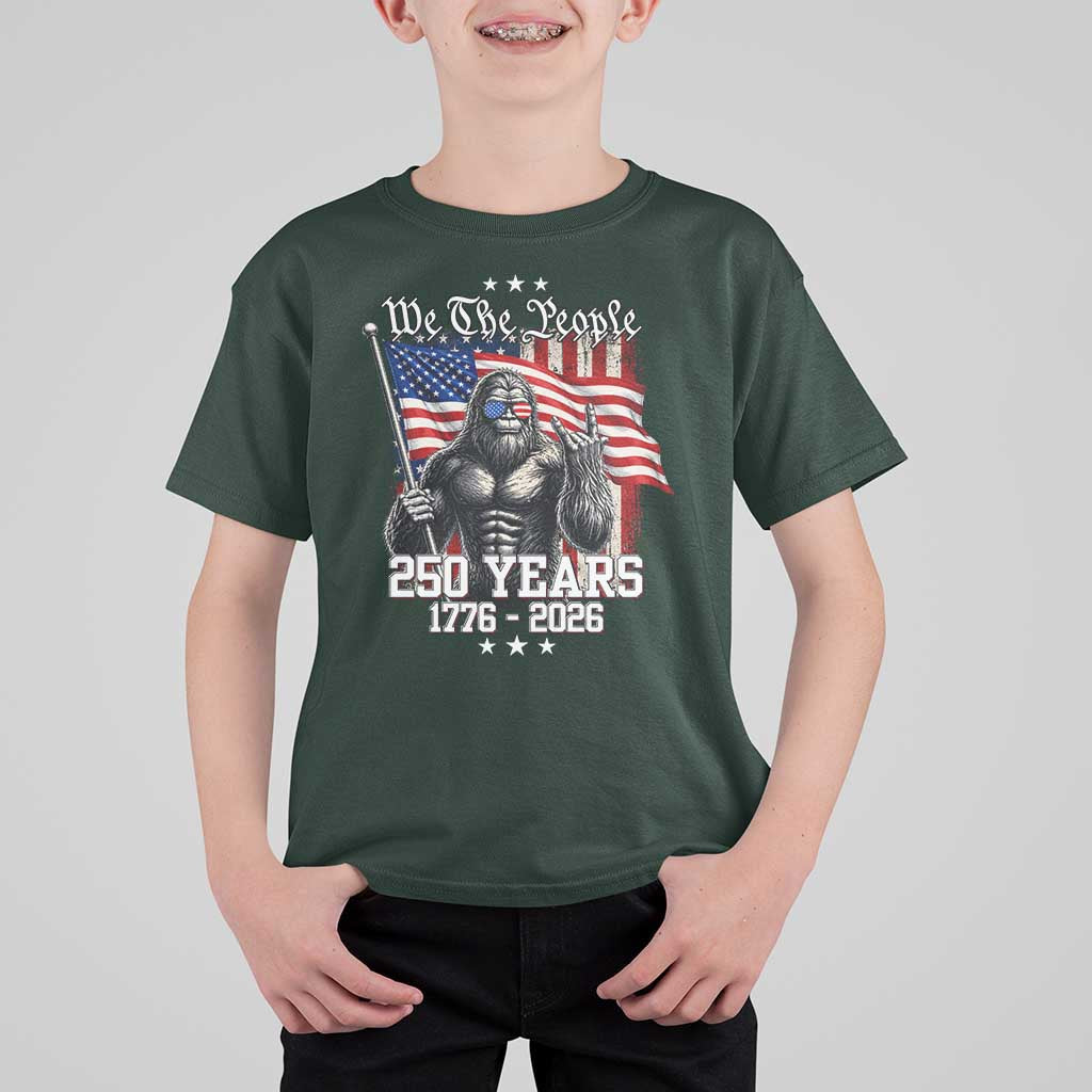 250th Anniversary USA Bigfoot T Shirt For Kid Sasquatch 250 Years Independence