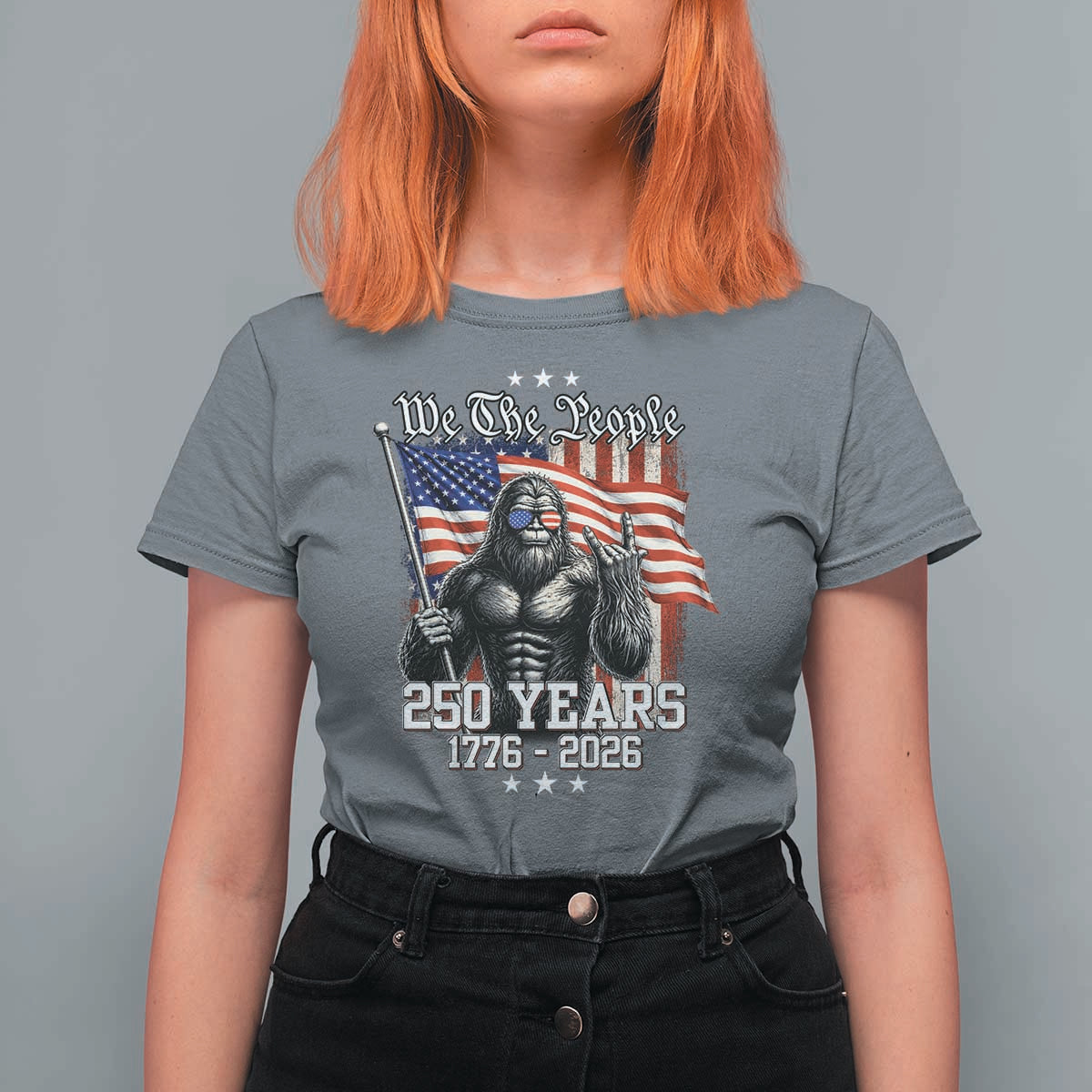 250th Anniversary USA Bigfoot T Shirt For Women Sasquatch 250 Years Independence