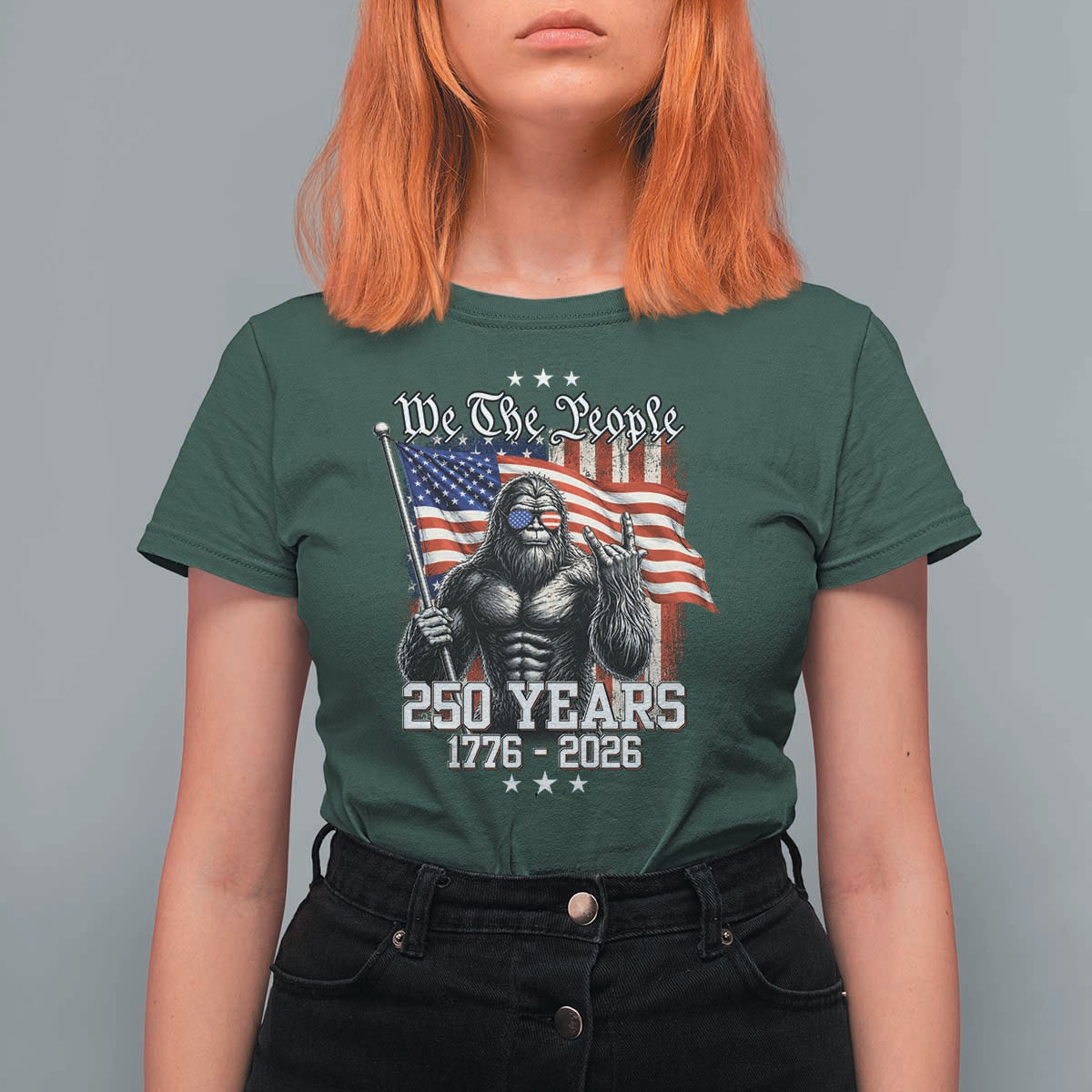 250th Anniversary USA Bigfoot T Shirt For Women Sasquatch 250 Years Independence