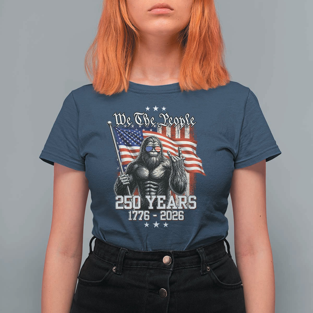 250th Anniversary USA Bigfoot T Shirt For Women Sasquatch 250 Years Independence