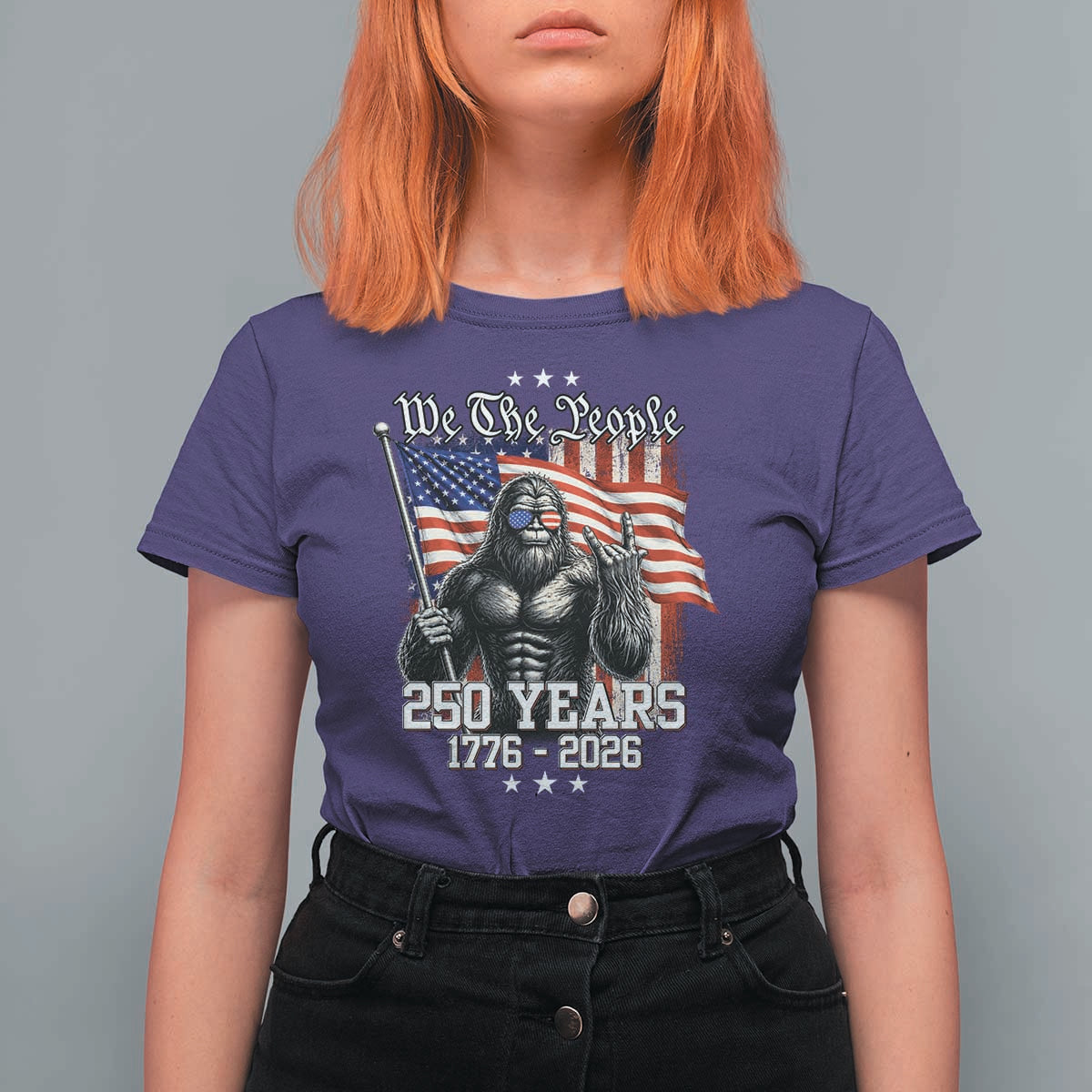 250th Anniversary USA Bigfoot T Shirt For Women Sasquatch 250 Years Independence