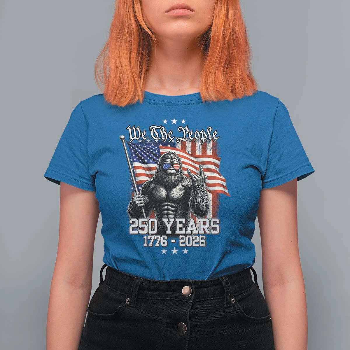 250th Anniversary USA Bigfoot T Shirt For Women Sasquatch 250 Years Independence