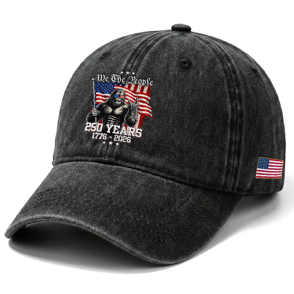 250th Anniversary USA Bigfoot Washed Cotton Baseball Cap Sasquatch 250 Years Independence