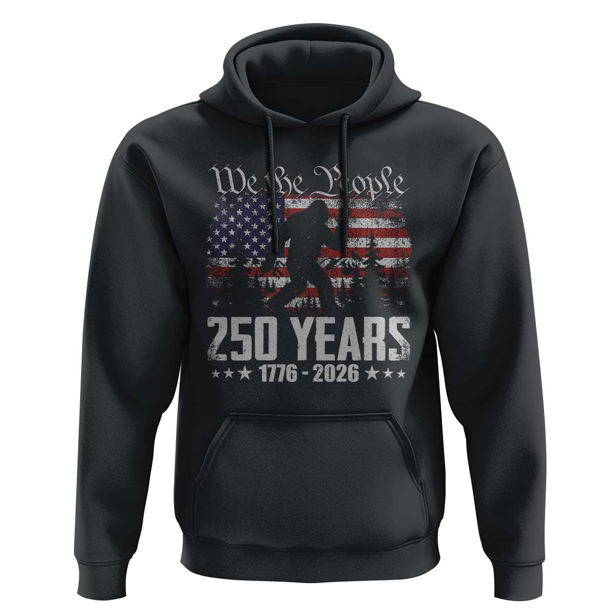 Bigfoot 250 Years American Flag Patriotic 1776 2026 Hoodie
