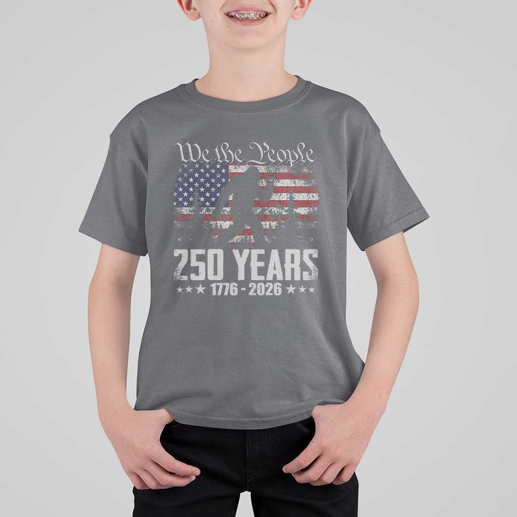 Bigfoot 250 Years American Flag Patriotic 1776 2026 T Shirt For Kid