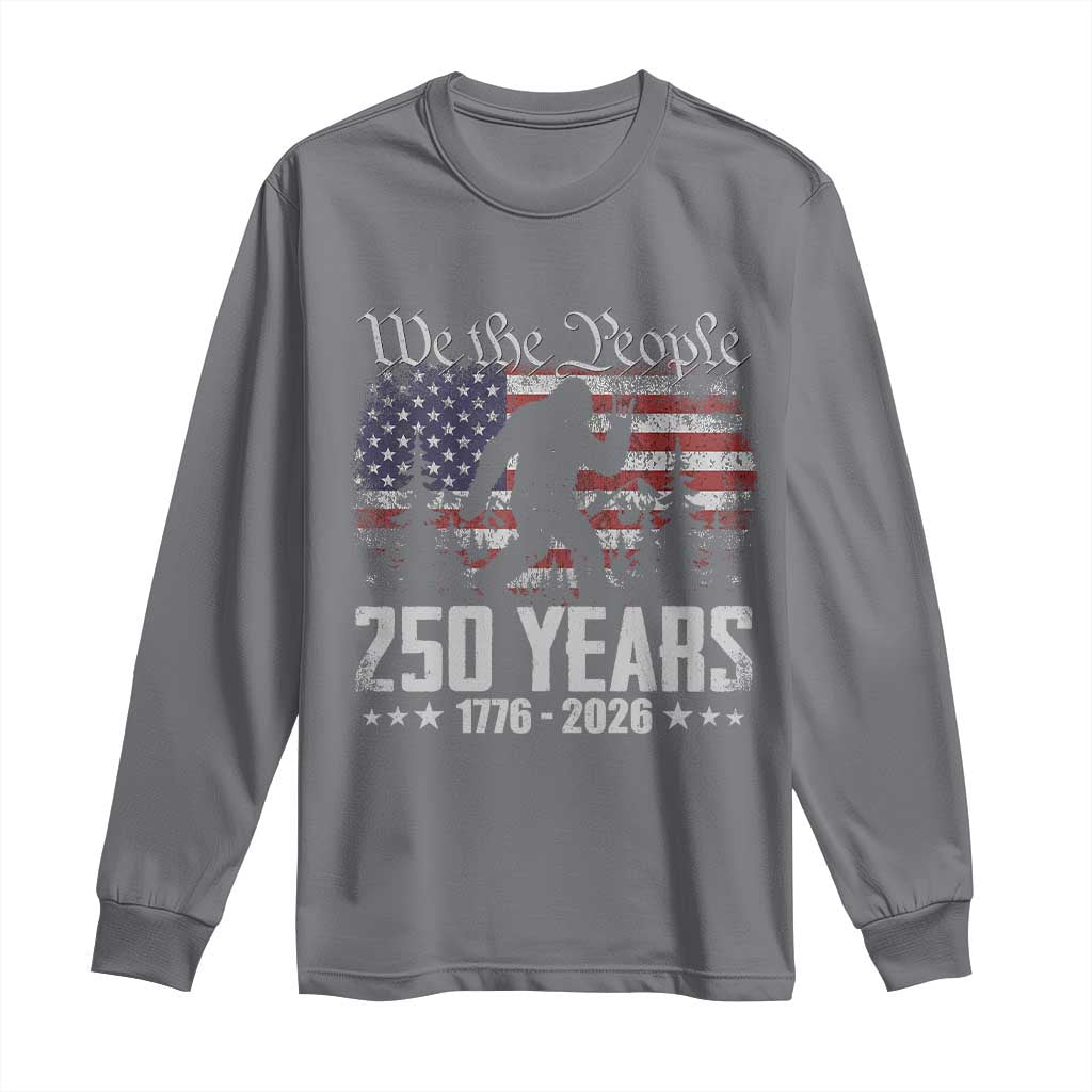 Bigfoot 250 Years American Flag Patriotic 1776 2026 Long Sleeve Shirt