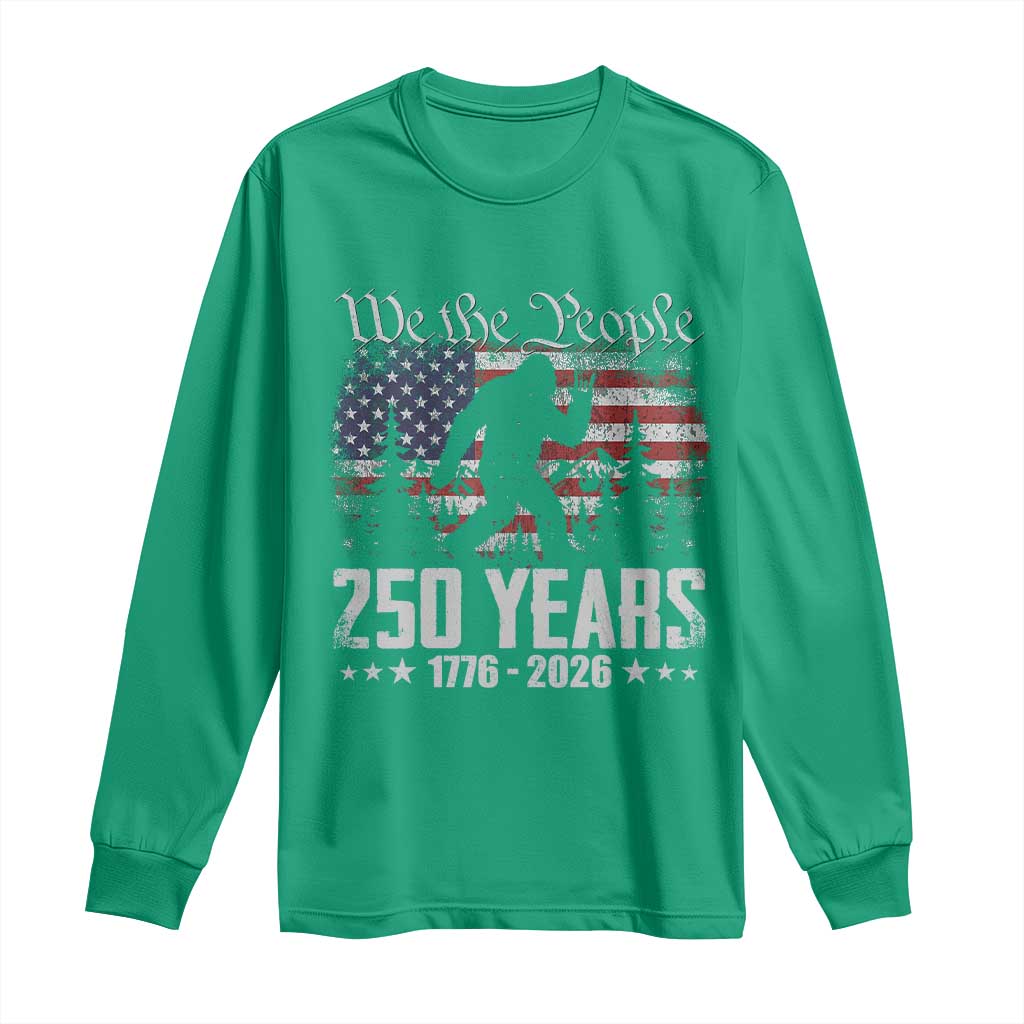 Bigfoot 250 Years American Flag Patriotic 1776 2026 Long Sleeve Shirt