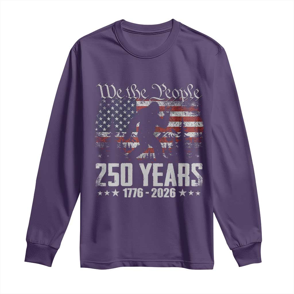 Bigfoot 250 Years American Flag Patriotic 1776 2026 Long Sleeve Shirt