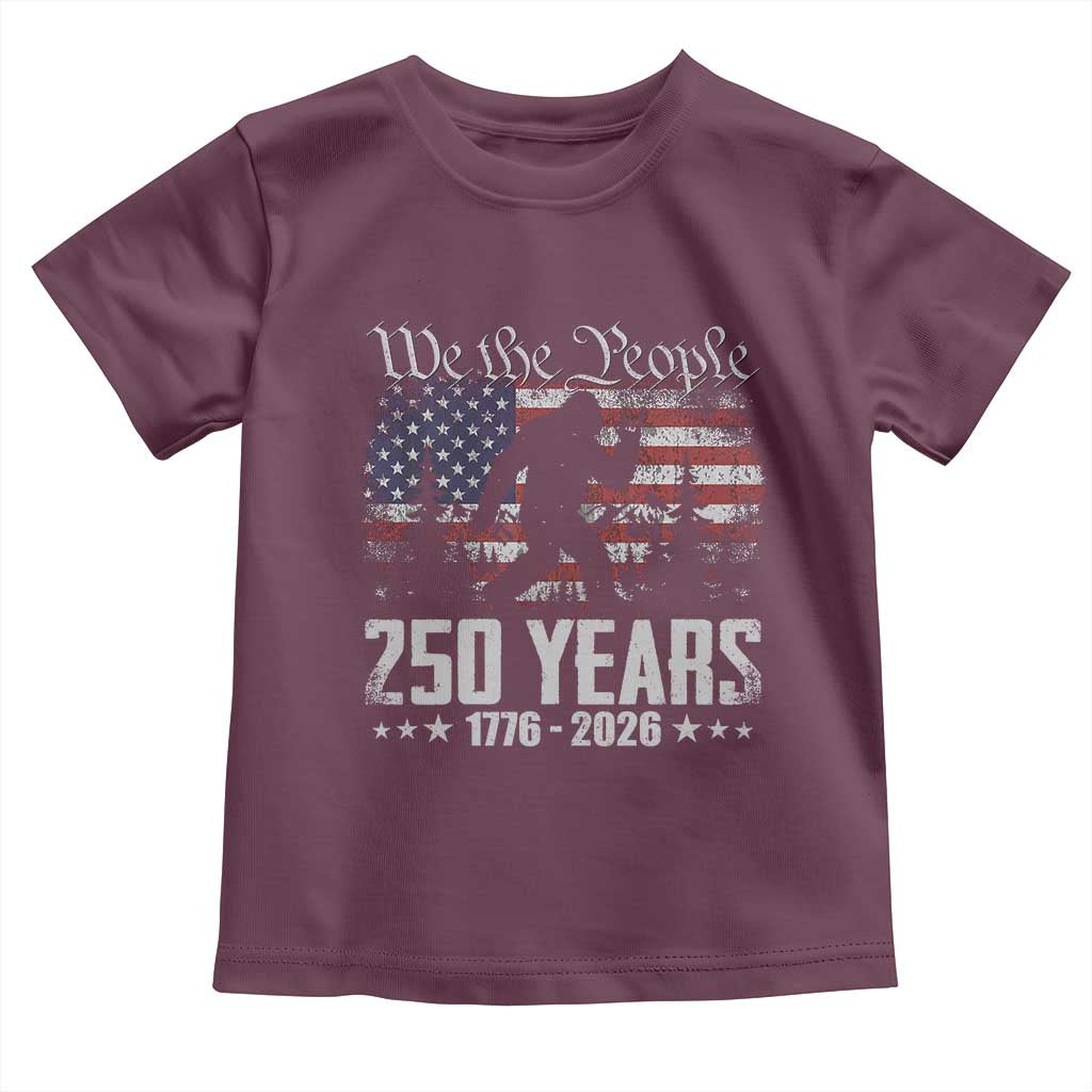 Bigfoot 250 Years American Flag Patriotic 1776 2026 Toddler T Shirt