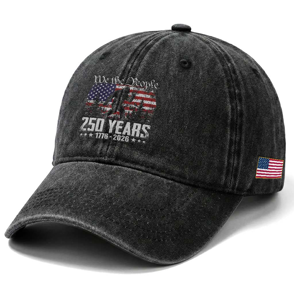 Bigfoot 250 Years American Flag Patriotic 1776 2026 Washed Cotton Baseball Cap