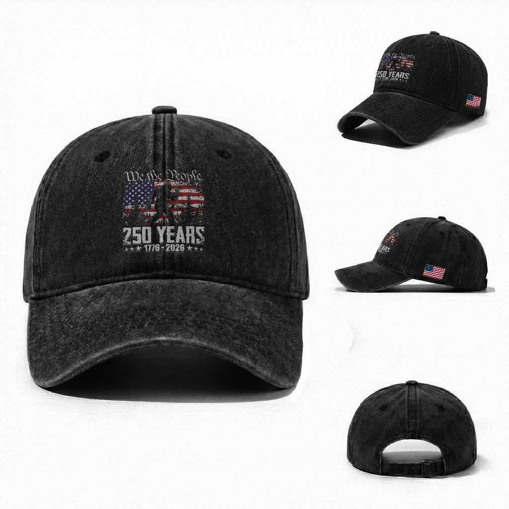 Bigfoot 250 Years American Flag Patriotic 1776 2026 Washed Cotton Baseball Cap