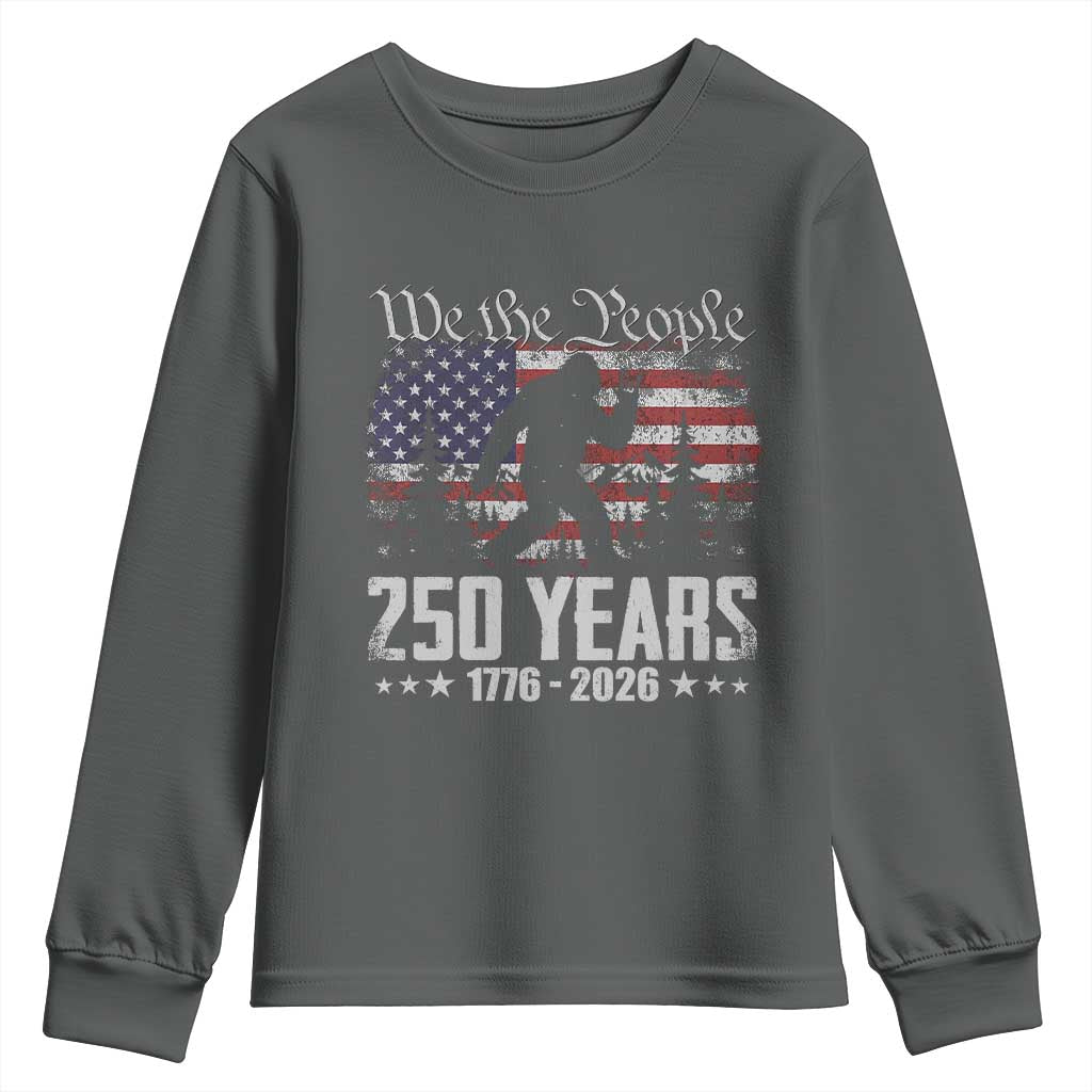 Bigfoot 250 Years American Flag Patriotic 1776 2026 Youth Sweatshirt