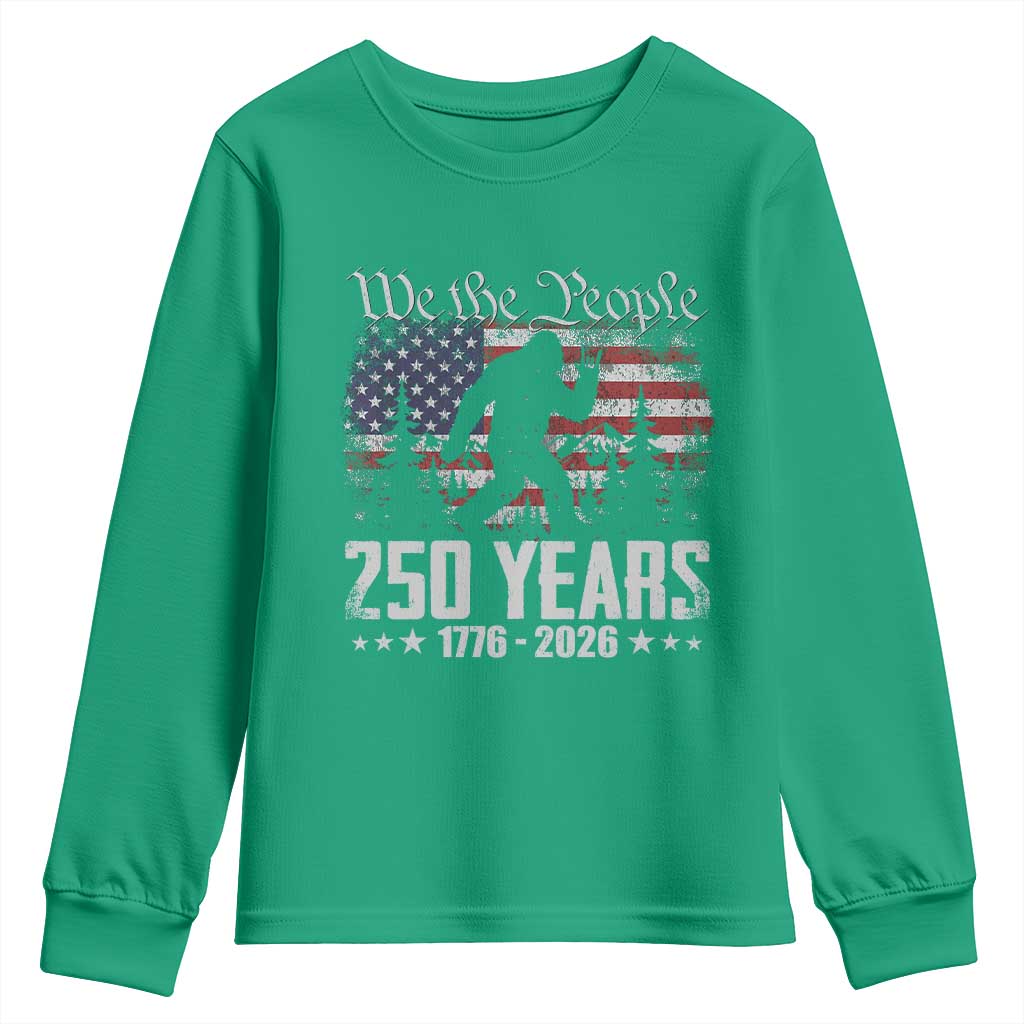 Bigfoot 250 Years American Flag Patriotic 1776 2026 Youth Sweatshirt