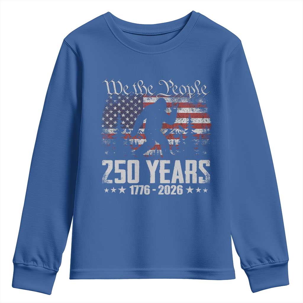 Bigfoot 250 Years American Flag Patriotic 1776 2026 Youth Sweatshirt
