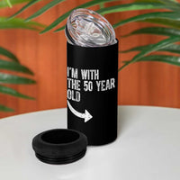 I'm With The 50 Year Old Matching 4 in 1 Can Cooler Tumbler Turning 50 Funny 50th Birthday