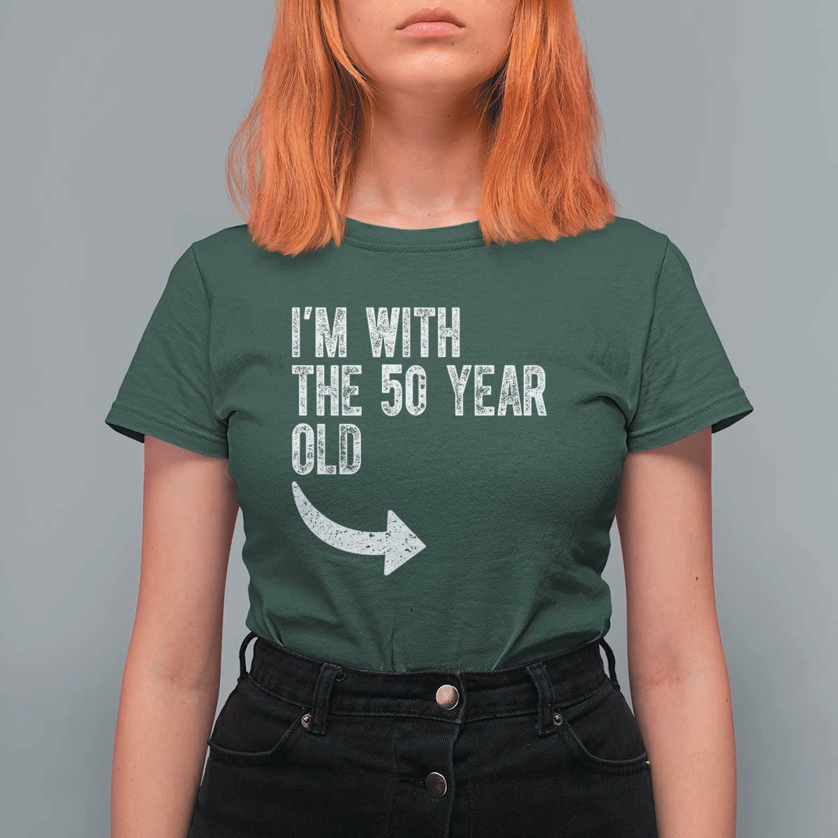 I'm With The 50 Year Old Matching T Shirt For Women Turning 50 Funny 50th Birthday